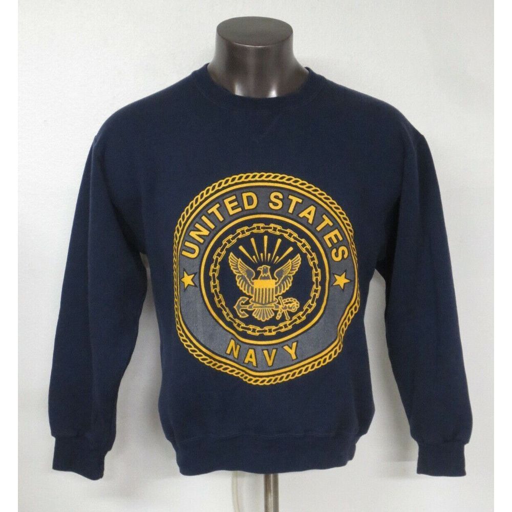 Vinatge SOFFE Crewneck Sweater USA US NAVY Blue 50/50 USA Made Sz Medium‎ M
